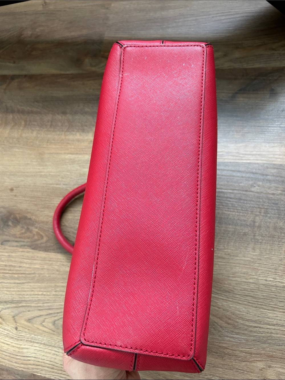 kate spade red leather structured satchel with gold hardware - Picture 7 of 7
